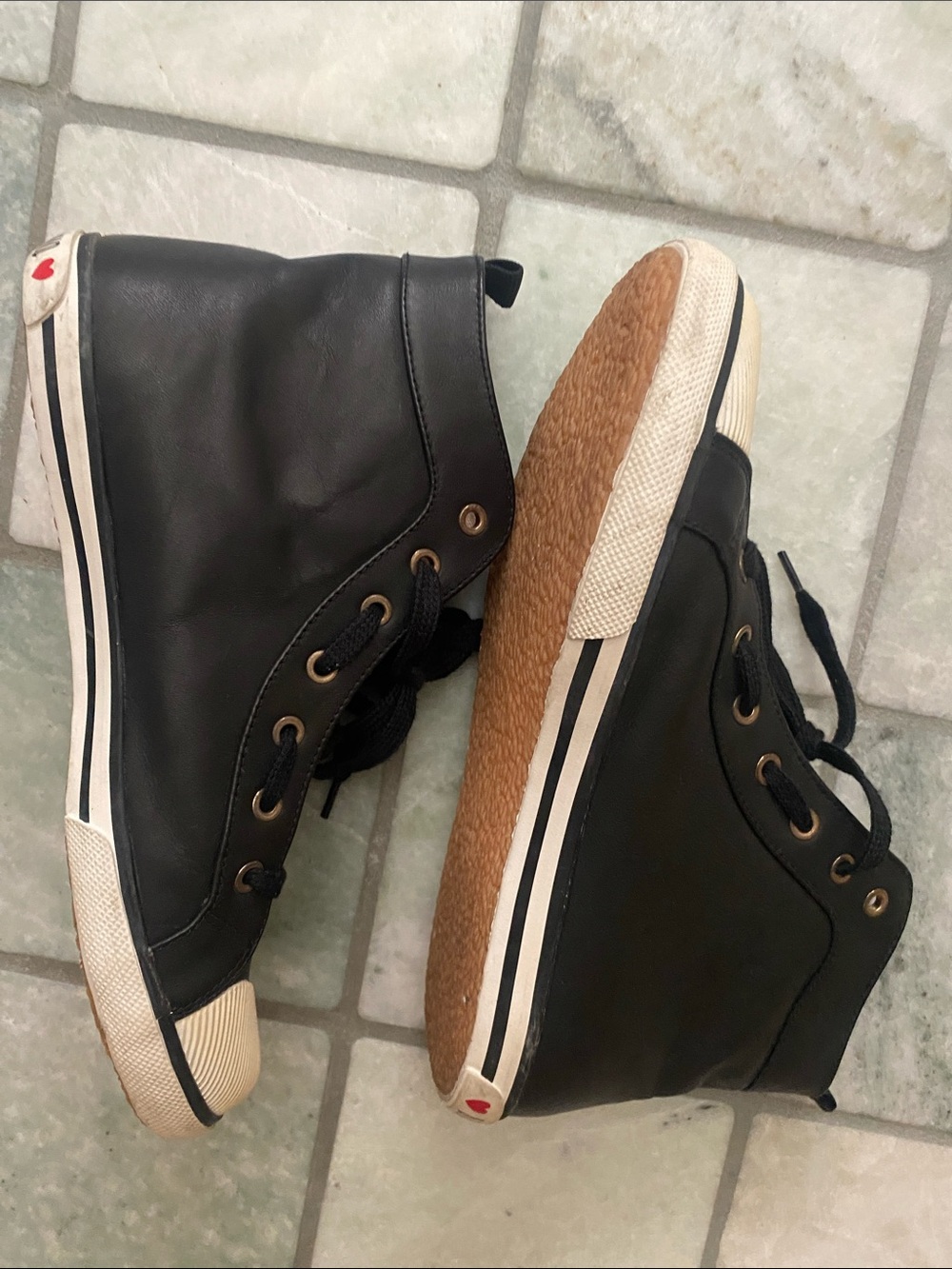 Love Moschino Black, Beige & Red High-Top Sneakers - Picture 3 of 5